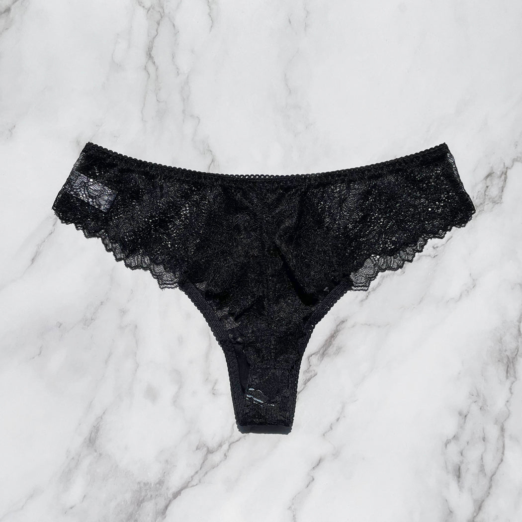 Night Garden Thong|Black