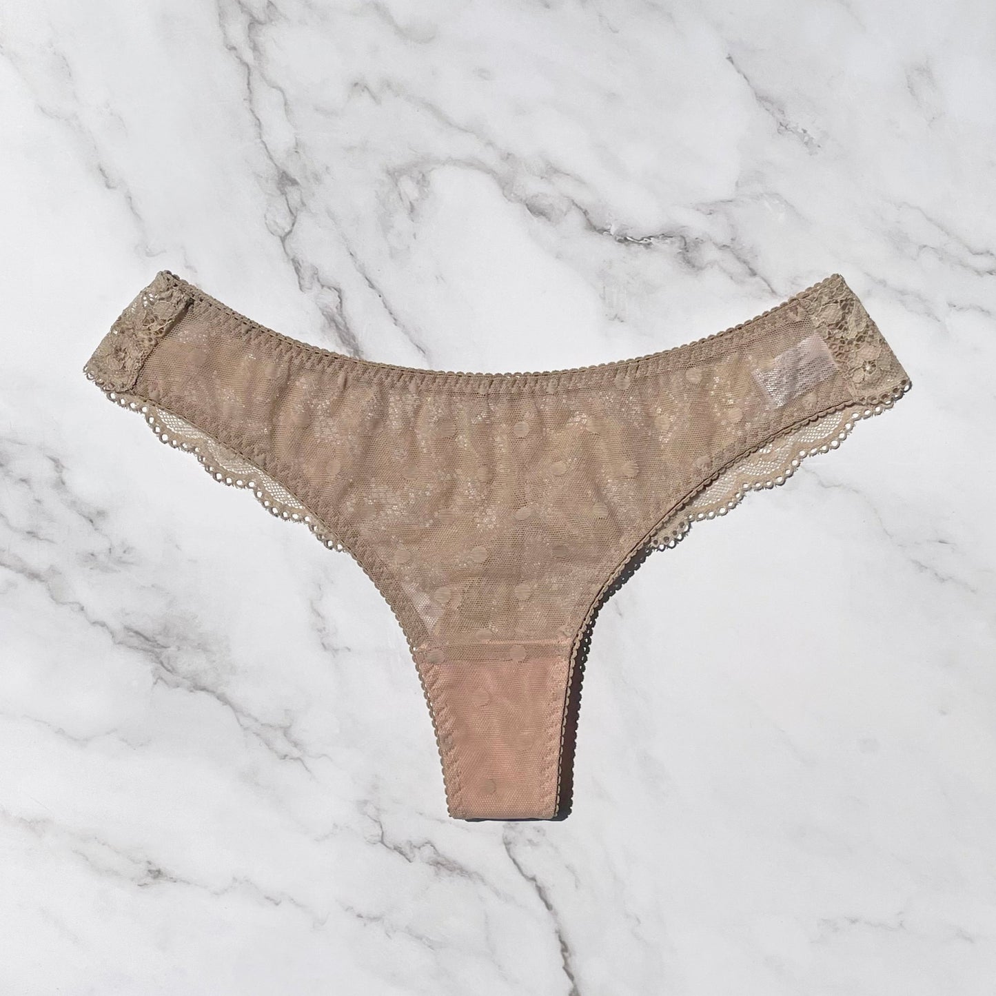 Dot Strapless set Thong|Beige