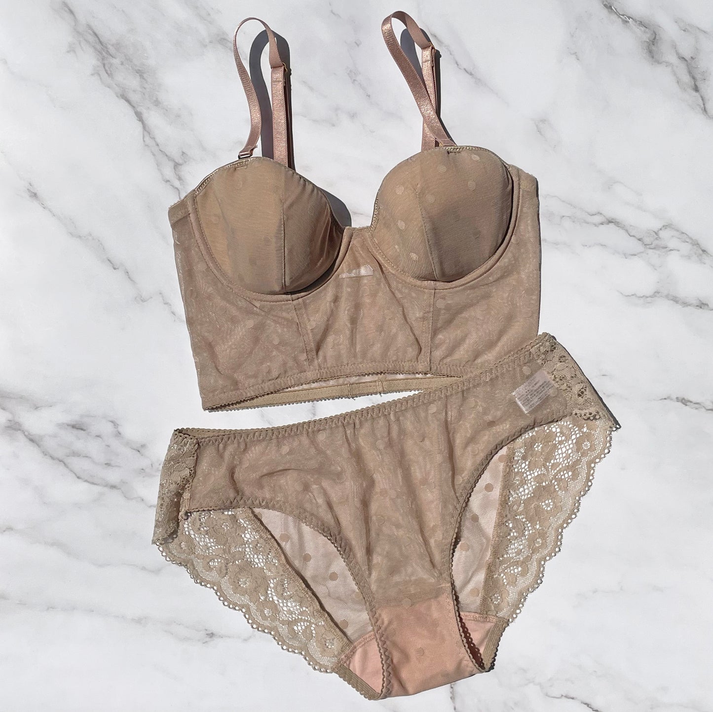 Dot Strapless Bra|Beige