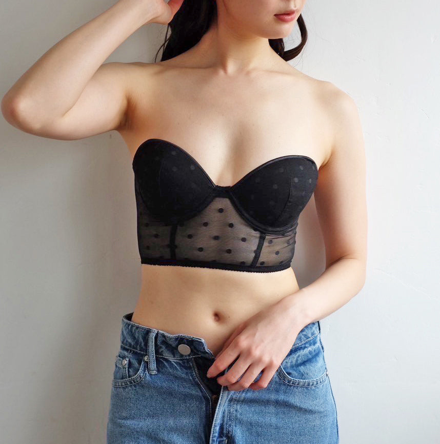 Dot Strapless Bra|Beige