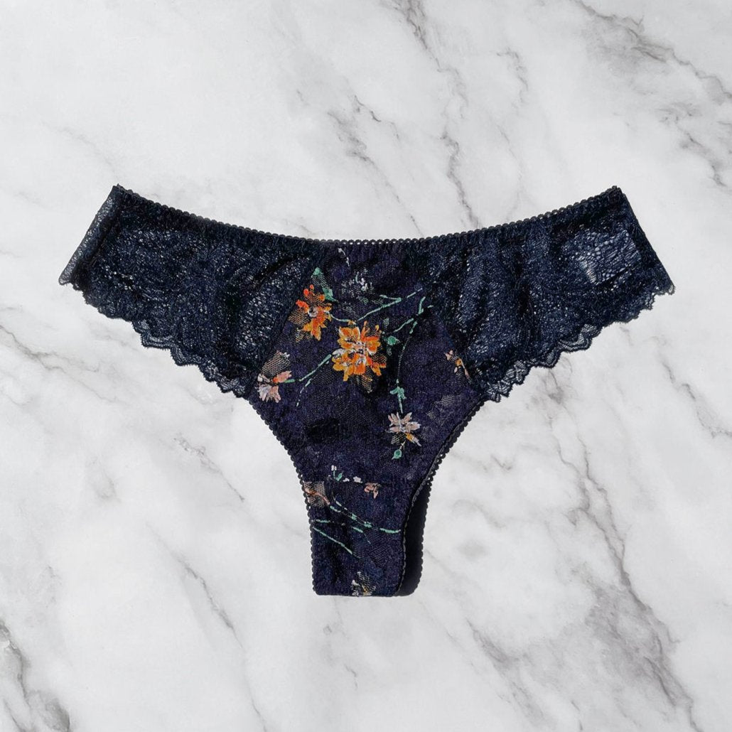 Night Garden Thong|Navy