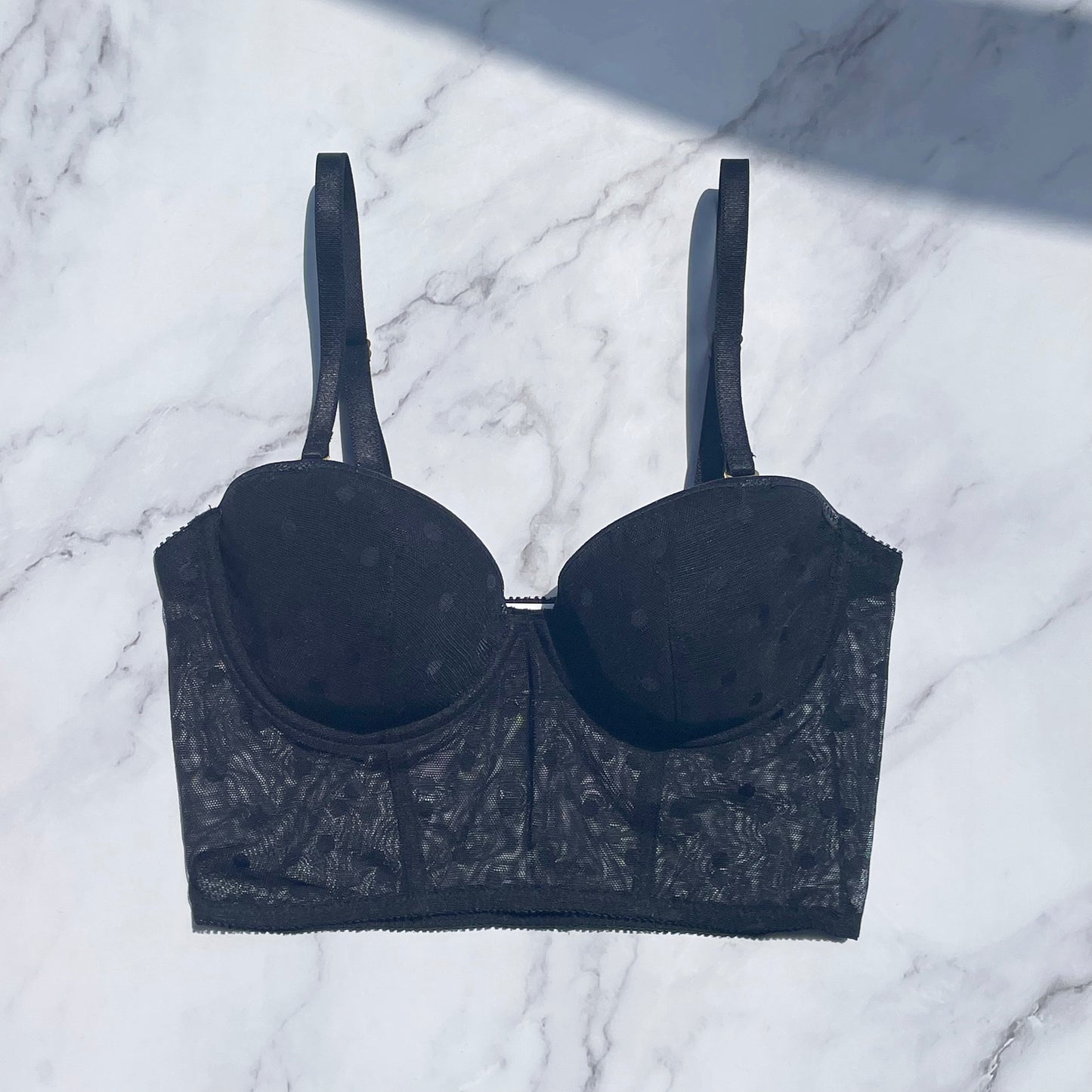 Dot Strapless Bra|Black
