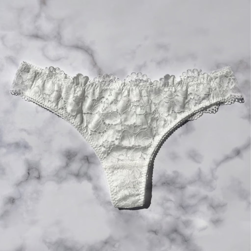 Peony White Thong