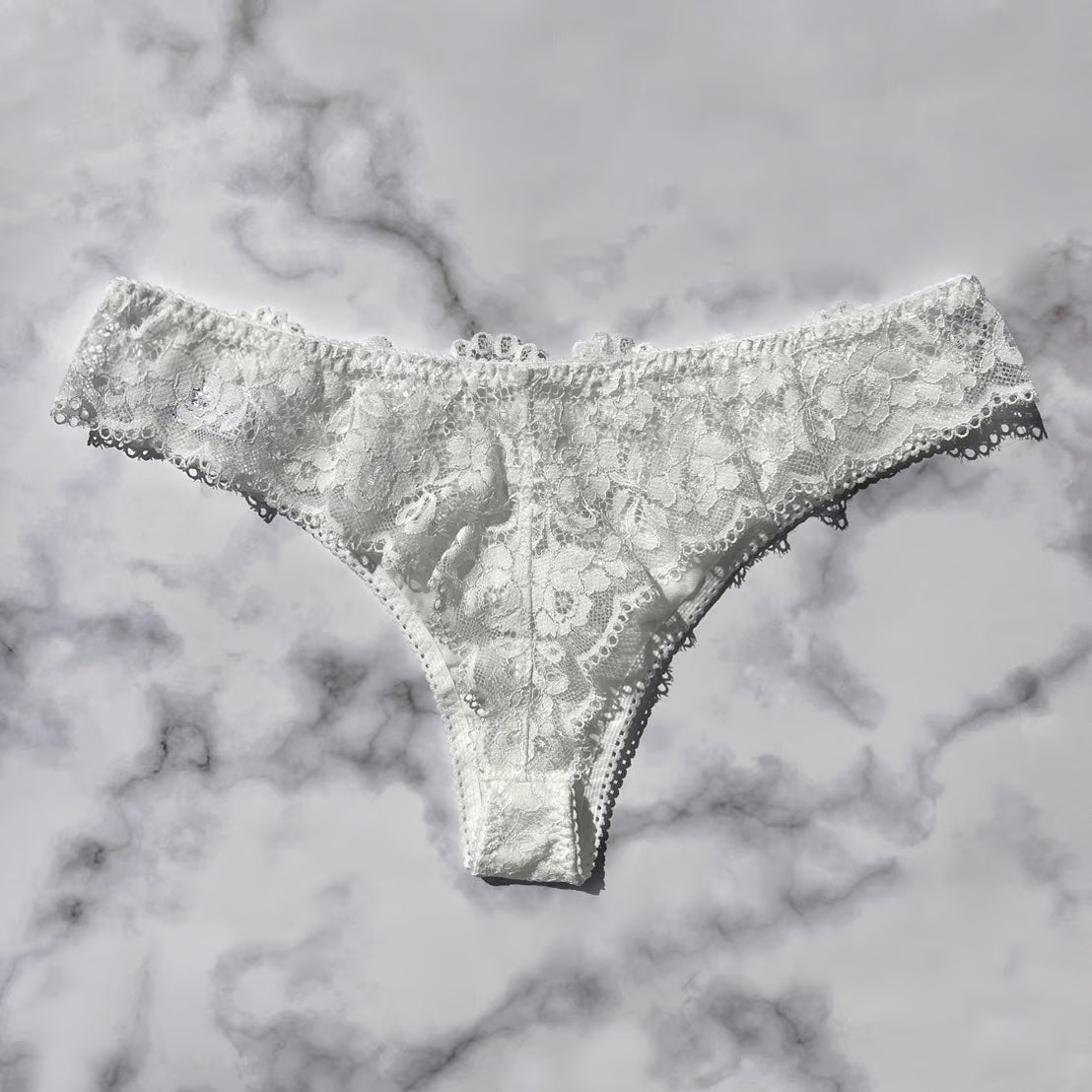 Peony White Thong