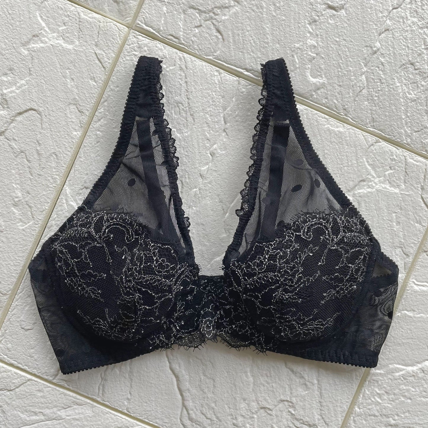 Polka Dot Underwire Bra|Black