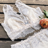 SALE Peach Rose Dusty Blue Long Bralette