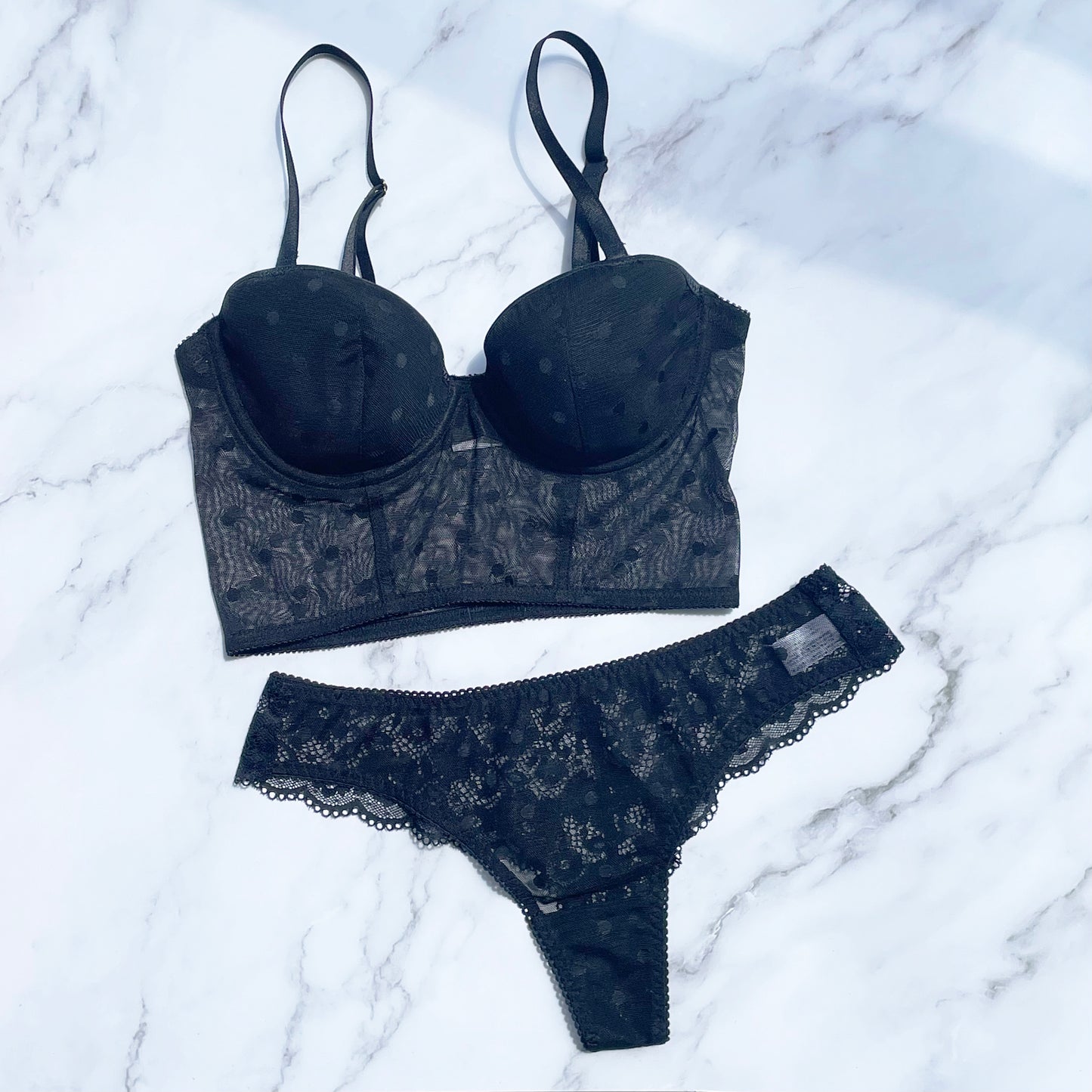 Dot Strapless Bra｜Black