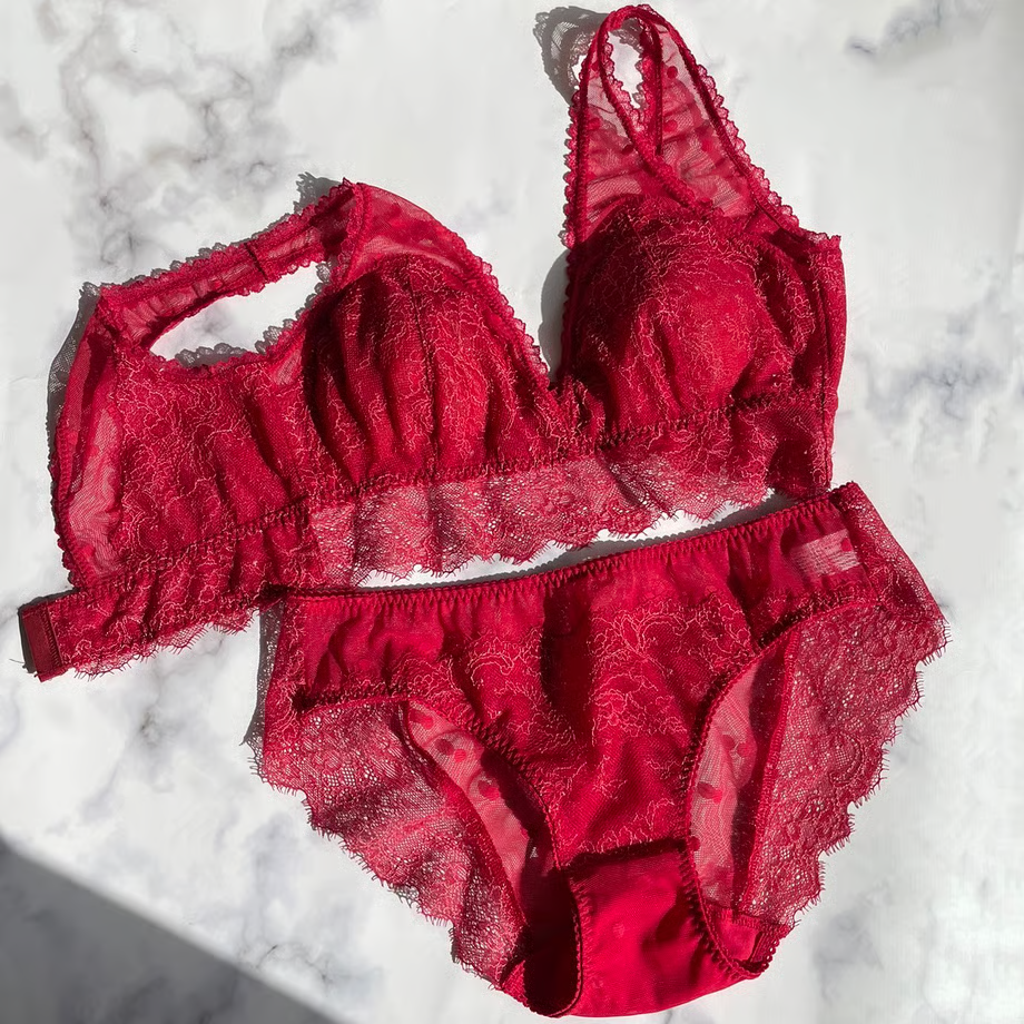 Polka Dot Berry Red Bralette