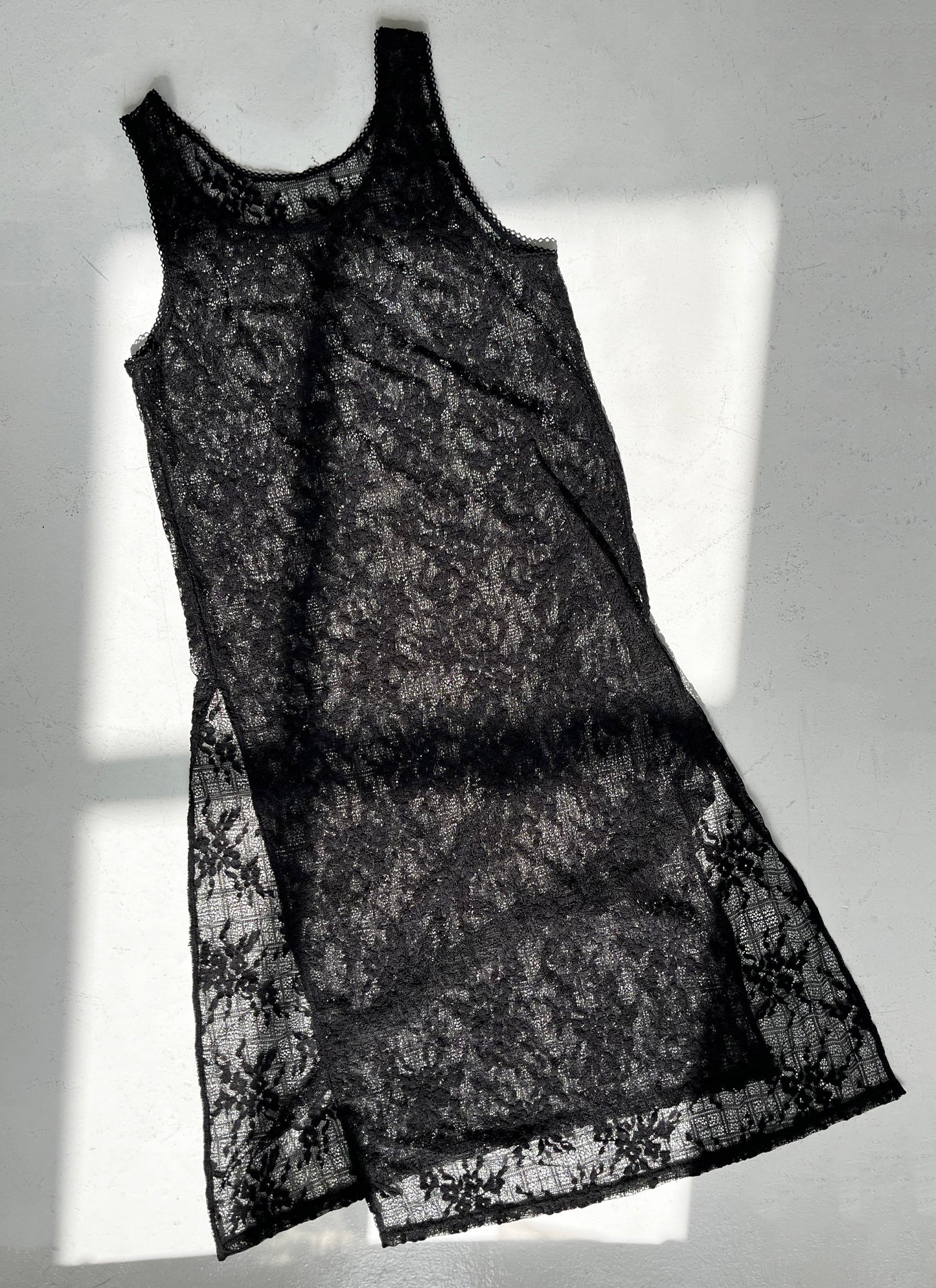Floral Check Long Camisole｜Black