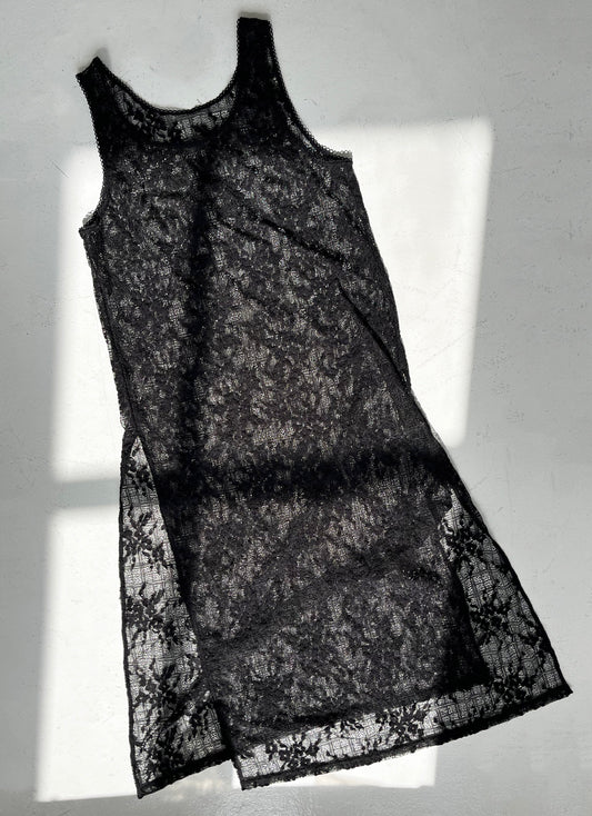 Floral Check Long Camisole｜Black