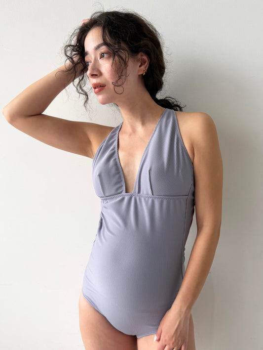 Swim Wear Holterneck Onepiece｜Blue Glay