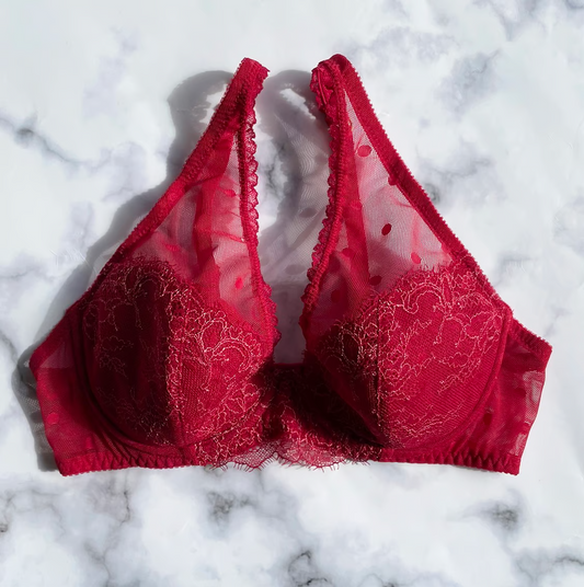 Polka Dot Berry Red Underwire Bra