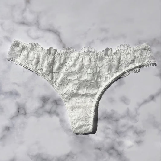 Peony White Thong