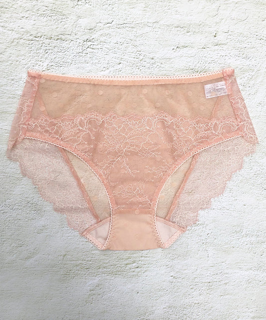 Polka Dot High Waist Bikini｜Pink Beige