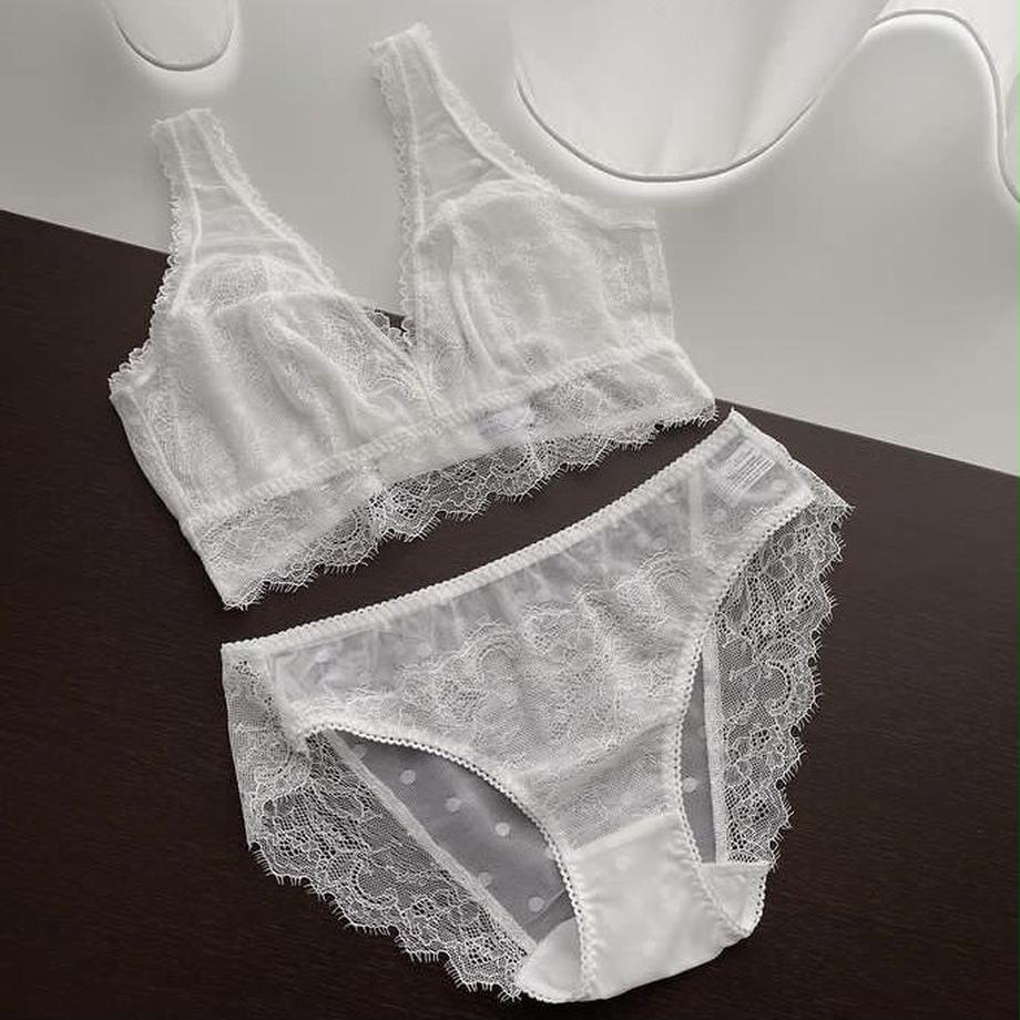 Polka Dot White Long Bralette