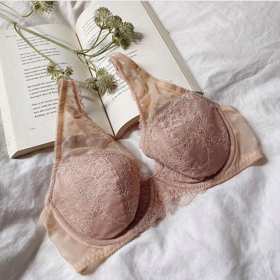 Polka Dot Pink Beige Underwire Bra