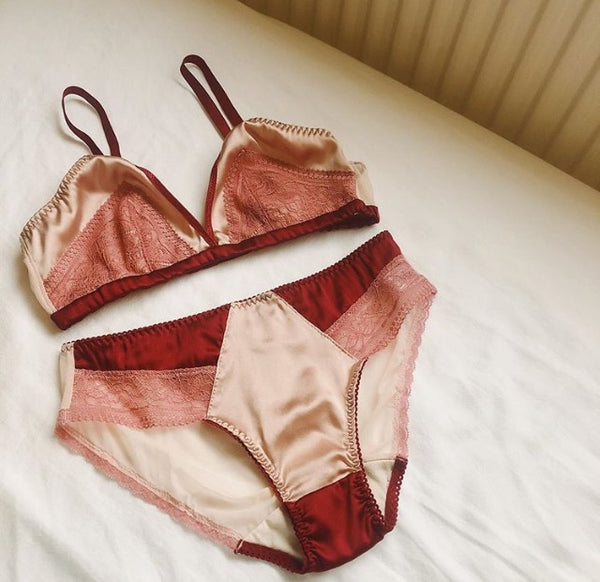 Bicolor Silk WineRed Bikini
