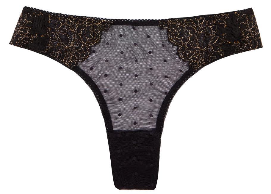 Polka Dot Black Thong