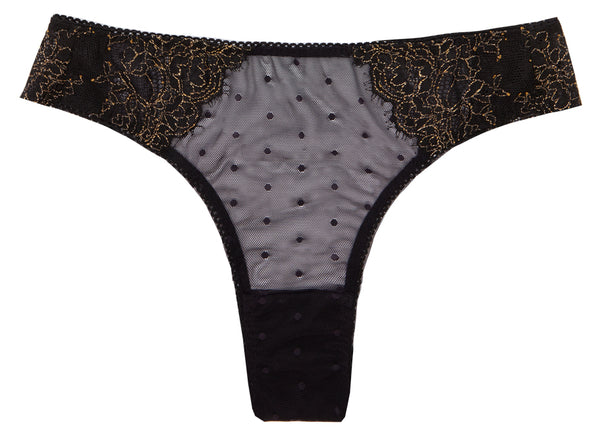 Polka Dot Black Thong